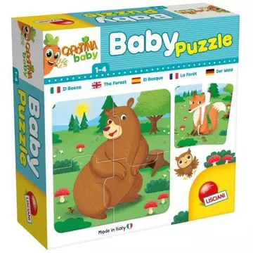 BABY CARROT Puzzle - Erdei állatok (Hatszor négy darabos készségfejlesztő játék)