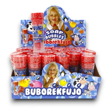 Buborékfújó tetején labirintus játékkal