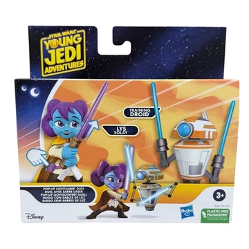 Star Wars a fiatal jedi felugró fénykardpárbaj Lys Solay plusz kiképződroid