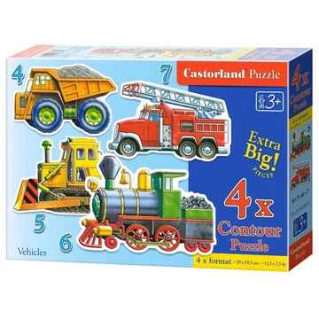 Járművek - 4 x Kontúr puzzle  (Castorland)