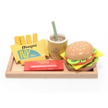 Fából készült hamburger menü