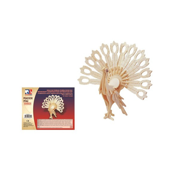Páva 3d puzzle - fa, natúr