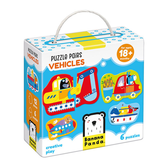 Banana Panda oktató puzzle, járművek , 6 nagyméretű járgány