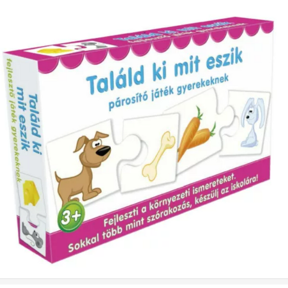 Párosító puzzle - fejlesztő játék-Találd ki mit eszik (Dohi)