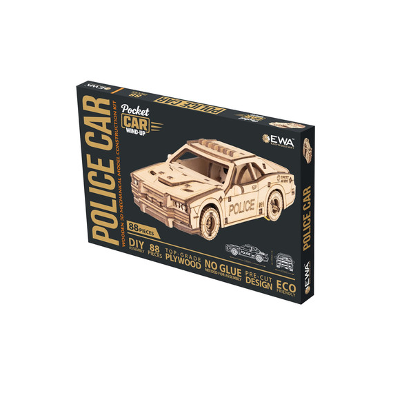 Zseb rendőrautó -prémium 3D fa puzzle