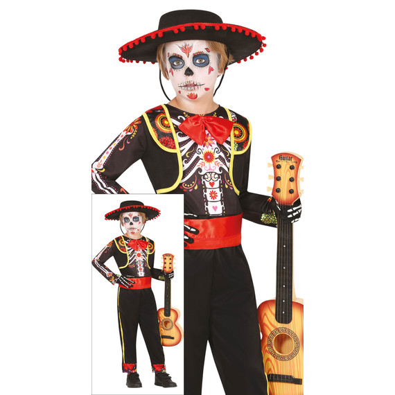 Mariachi csontváz jelmez, gyermek méret, 7 – 9 év
