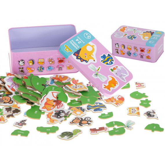 Fémdobozos puzzle - állatok