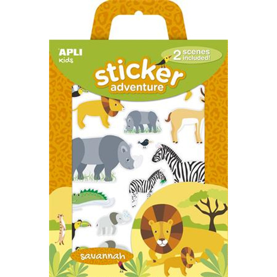 Matricás foglalkoztató készlet, APLI Kids "Sticker Adventure", szavanna
