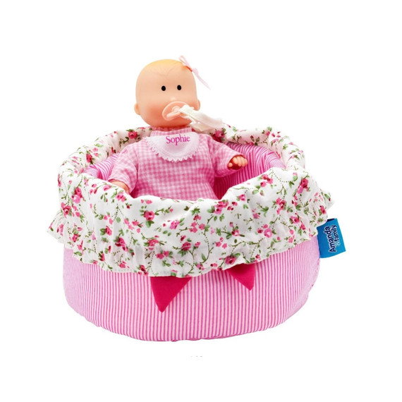 Játékbaba kosárban cumival - Baby Sophie