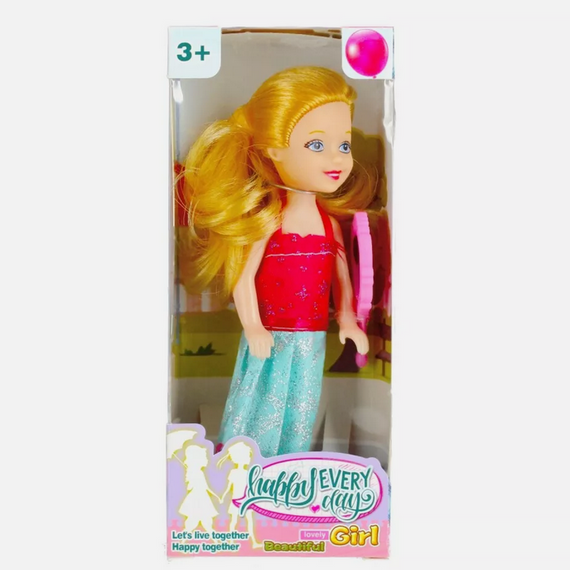 Baba 15 cm,vidám színes ruhában kiegészítővel,többféle