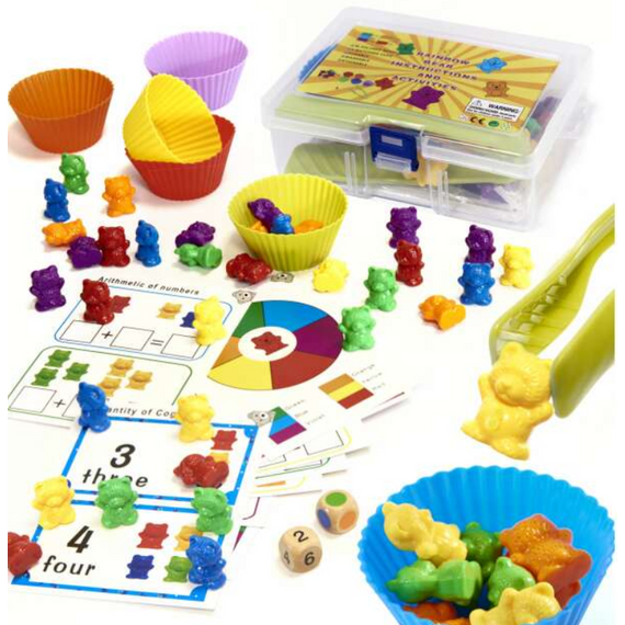 Montessori szortírozó és számoló oktató játék - macis 44 db-os