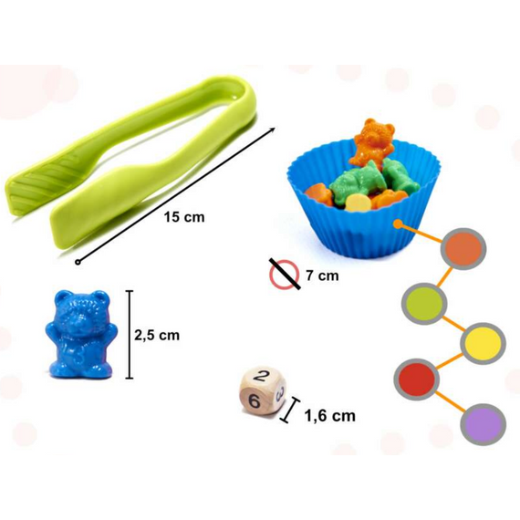 Montessori szortírozó és számoló oktató játék - macis 44 db-os