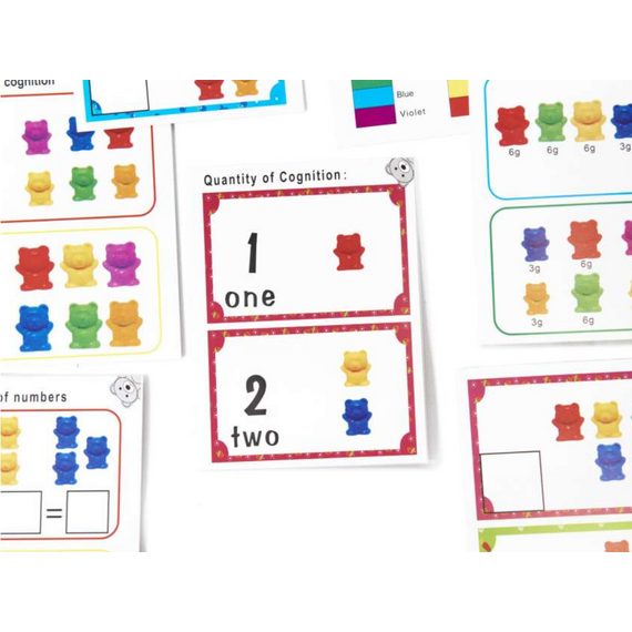 Montessori szortírozó és számoló oktató játék - macis 44 db-os