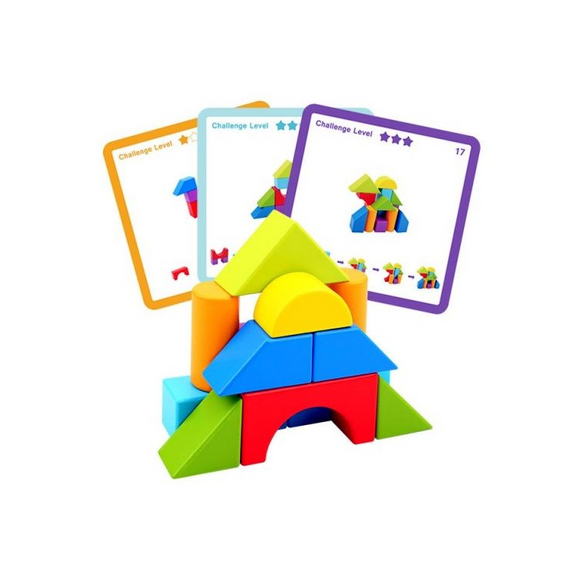 Tooky Toy várépítő logikai fa játék