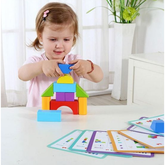 Tooky Toy várépítő logikai fa játék