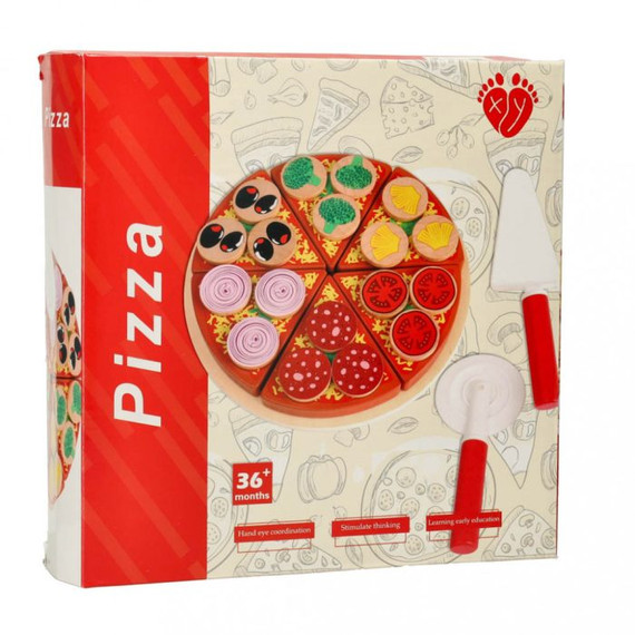 Fa szeletelhető pizza kiegészítőkkel Fa szeletelhető pizza kiegészítőkkel