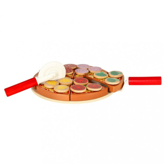 Fa szeletelhető pizza kiegészítőkkel Fa szeletelhető pizza kiegészítőkkel