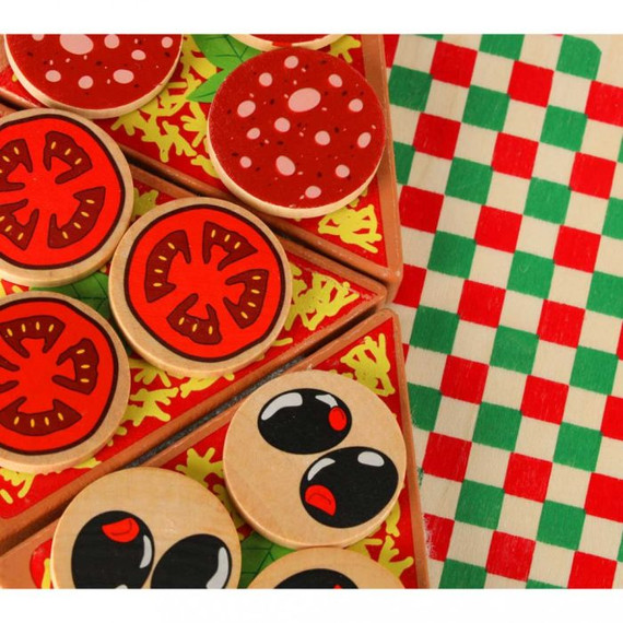 Fa szeletelhető pizza kiegészítőkkel Fa szeletelhető pizza kiegészítőkkel