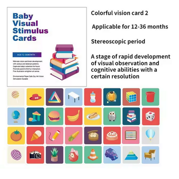 Vizuális észlelést fejlesztő képkártyák babáknak (12 - 36 hónap) - kontrasztos fekete-fehér és színes képek ( Baby Visual Stimulus Cards)