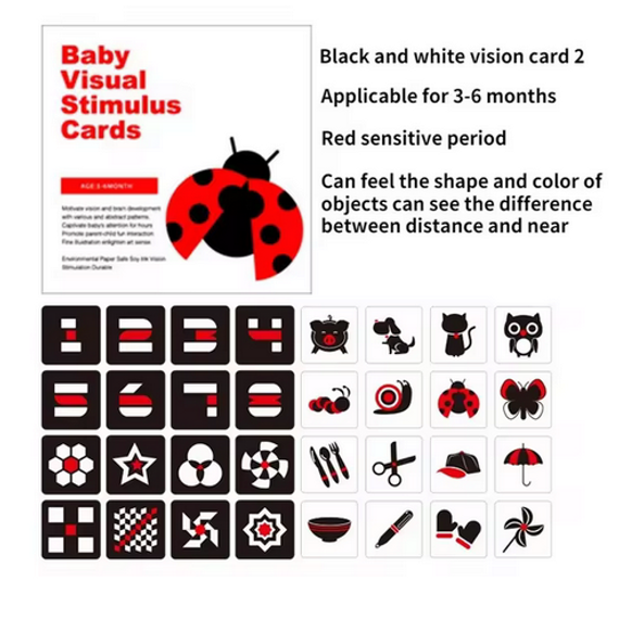 Vizuális észlelést fejlesztő képkártyák babáknak(3 - 6 hónap) - kontrasztos fekete-fehér és színes képek ( Baby Visual Stimulus Cards) Vizuális észlelést fejlesztő képkártyák babáknak(3 - 6 hónap) - kontrasztos fekete-fehér és színes képek ( Baby Visual Stimulus Cards)