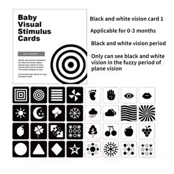 Vizuális észlelést fejlesztő képkártyák babáknak( 0 - 3 hónap) - kontrasztos fekete-fehér és színes képek ( Baby Visual Stimulus Cards) Vizuális észlelést fejlesztő képkártyák babáknak( 0 - 3 hónap) - kontrasztos fekete-fehér és színes képek ( Baby Visual Stimulus Cards)