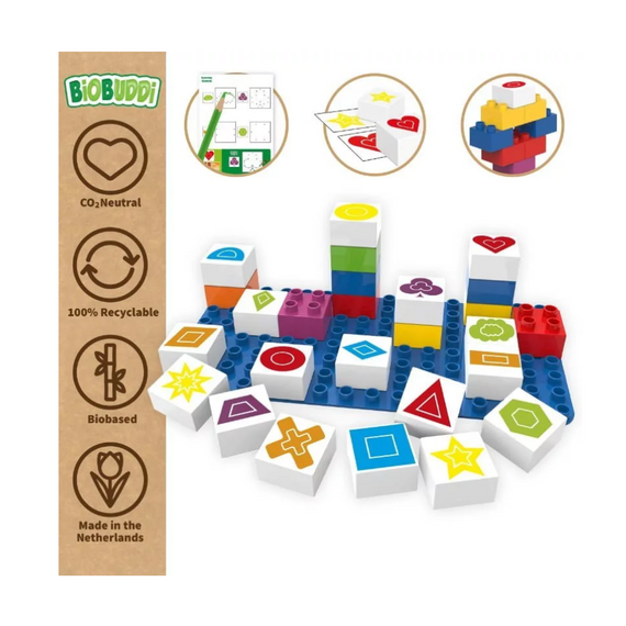 Biobuddi - Építőjáték - Tanulás – alakzatok (konstruáló játék) - A játék LEGO DUPLO kompatibilis. Biobuddi - Építőjáték - Tanulás – alakzatok (konstruáló játék) - A játék LEGO DUPLO kompatibilis.