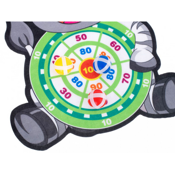 Zebrás tépőzáras darts, ügyességi játék 3 db labdával