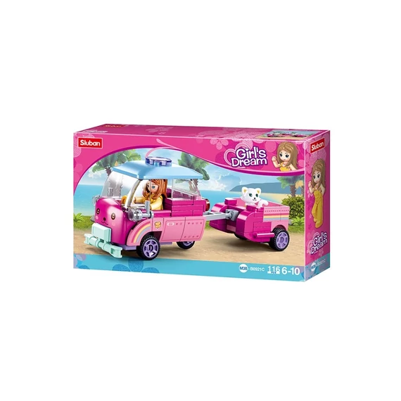 Sluban Girl's Dream - Kisállat szállító autó építőjáték készlet Sluban Girl's Dream - Kisállat szállító autó építőjáték készlet