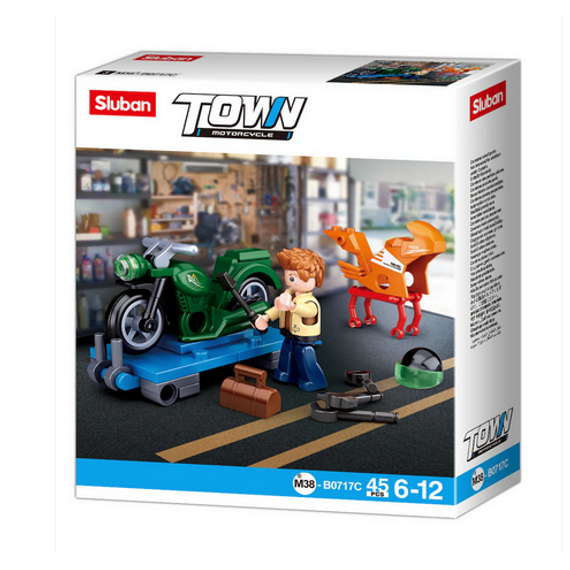 Sluban Town - Motoros szervíz építőjáték készlet