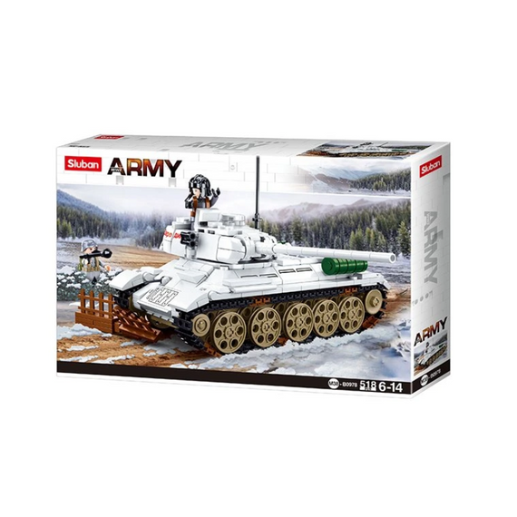 Sluban Army - Budapest ostroma - fehér szovjet T34-85 harckocsi építőjáték készlet Sluban Army - Budapest ostroma - fehér szovjet T34-85 harckocsi építőjáték készlet