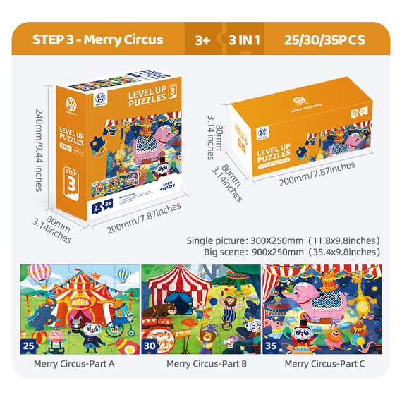 Panda Juniors - Level Up puzzle - 3 szint - 25/30 /35 db-os puzzle