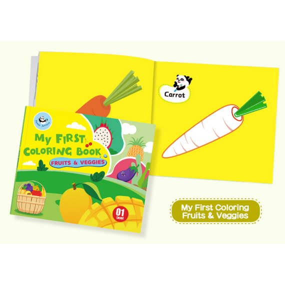 Panda Juniors színező - Zöldségek és gyümölcsök
