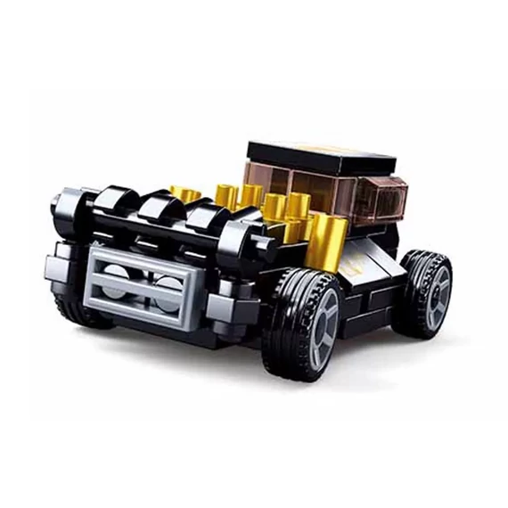 Sluban Power Bricks Pull Back - Fekete hot rod felhúzható autó építőjáték készlet