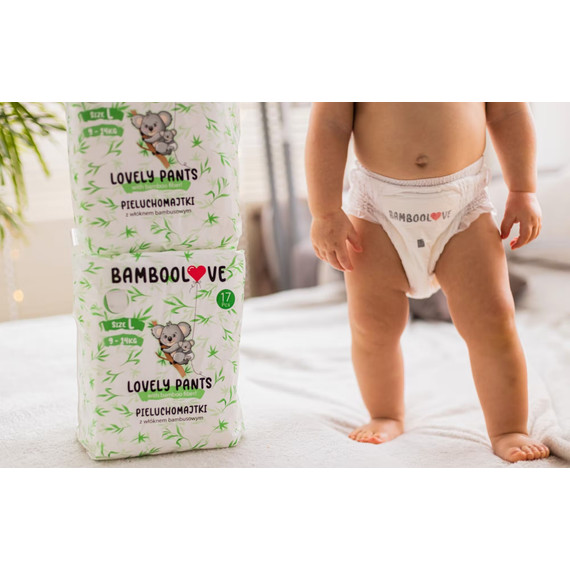 BambooLove környezetbarát, könnyen lebomló eldobható nadrágpelenka (XL, 12-18 kg-ig, 20 db/cs)