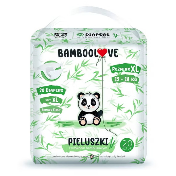 BambooLove környezetbarát, könnyen lebomló eldobható nadrágpelenka (XL, 12-18 kg-ig, 20 db/cs)
