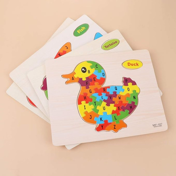 Fa puzzle - kacsa betűkkel és számokkal