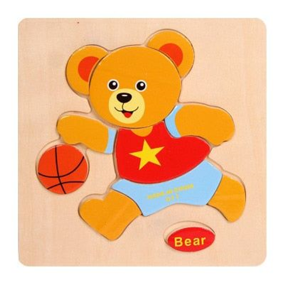 Fa puzzle - maci labdával (11 db-os készségfejlesztő játék)