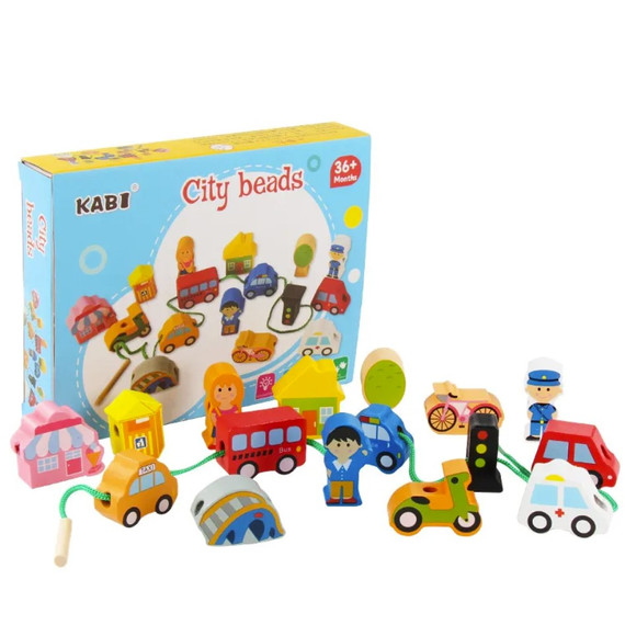 Fűzőcskés fejlesztő játék - Város - Kabi City beads