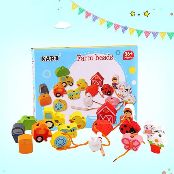 Fűzőcskés fejlesztő játék - Farm - Kabi Farm beads