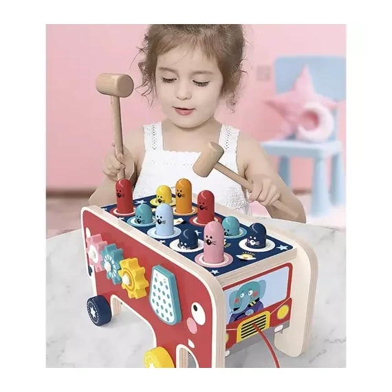 Montessori húzható elefánt - matató funkciókkal