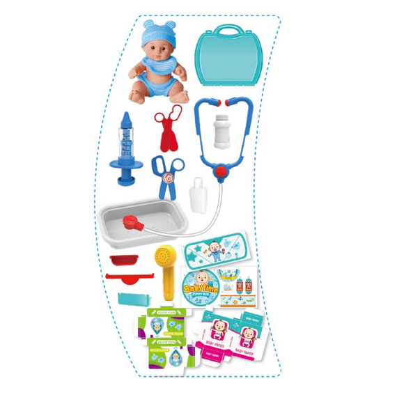 Baby Time orvosi szett babával, a kis doktornak, 17 db