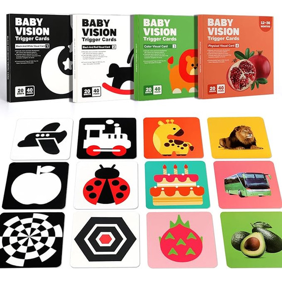Vizuális észlelést fejlesztő képkártyák babáknak - kontrasztos fekete-fehér és színes képek ( Baby Vision) Vizuális észlelést fejlesztő képkártyák babáknak - kontrasztos fekete-fehér és színes képek ( Baby Vision)