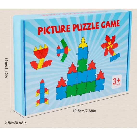 Montessori fa kirakó - Picture puzzle game - kék