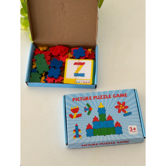 Montessori fa kirakó - Picture puzzle game - kék