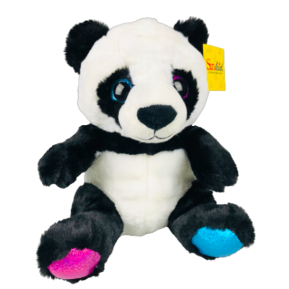 Plüss panda szines mancsokkal