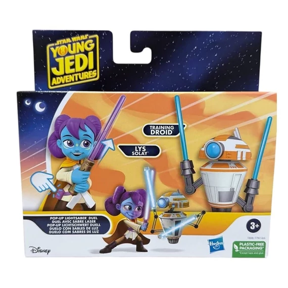 Star Wars a fiatal jedi felugró fénykardpárbaj Lys Solay plusz kiképződroid