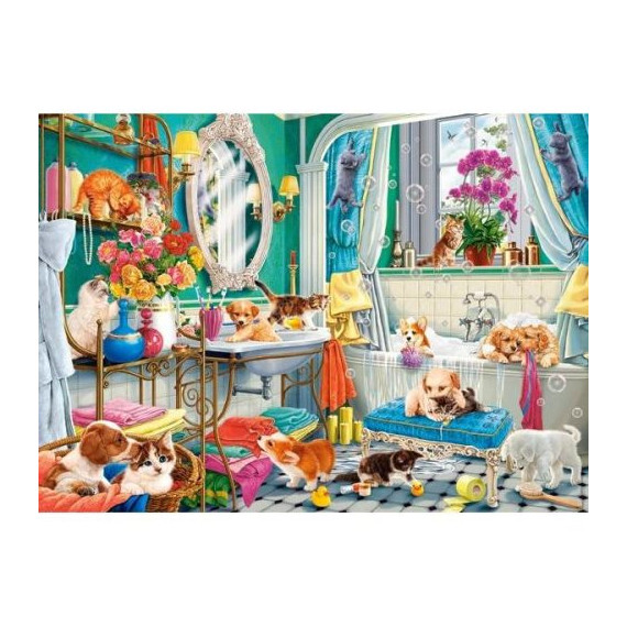 100 db-os puzzle - Örült házikedvenc fürdő - Castorland