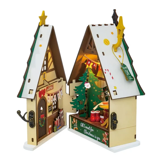 Csillogó karácsonyi ház - DIY miniatűr puzzle ház