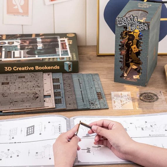 Varázslatos ház könyvsarok, könyvtámasz - 3d prémium puzzle