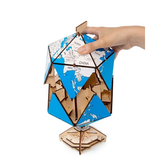 Ikozaéder földgömb kék - 3D prémium puzzle
